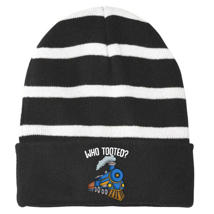 Who Tooted Train Boy Striped Beanie with Solid Band