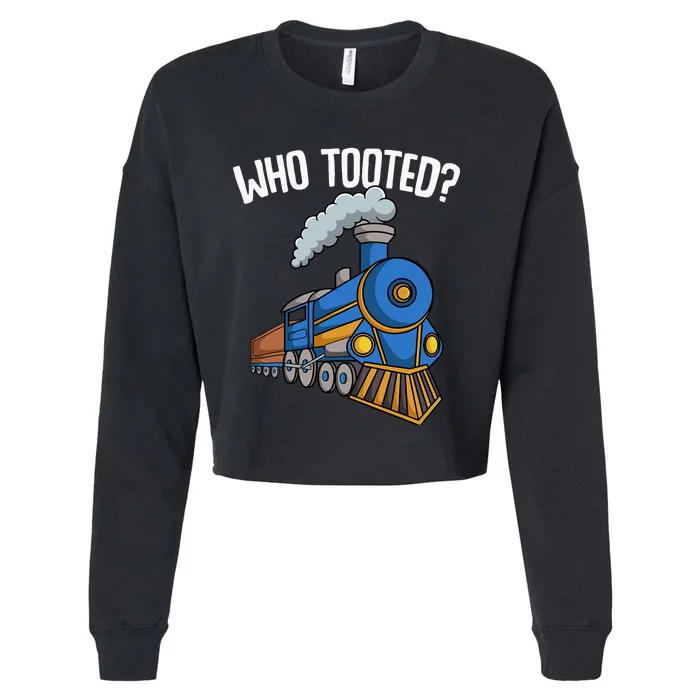 Who Tooted Train Boy Cropped Pullover Crew