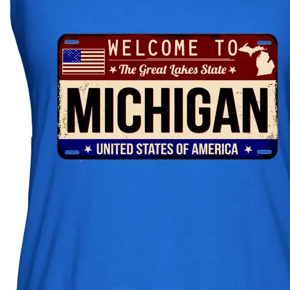 Welcome To The Great Lakes State USA License Plate Michigan Ladies Essential Flowy Tank