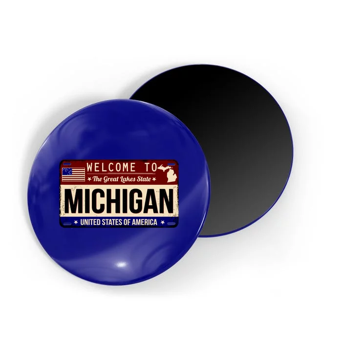 Welcome To The Great Lakes State USA License Plate Michigan Magnet