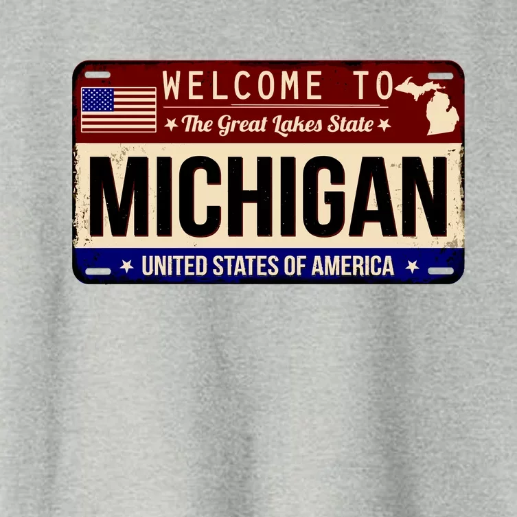 Welcome To The Great Lakes State USA License Plate Michigan Women's Crop Top Tee