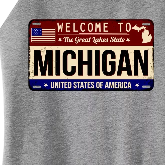 Welcome To The Great Lakes State USA License Plate Michigan Women’s Perfect Tri Rocker Tank