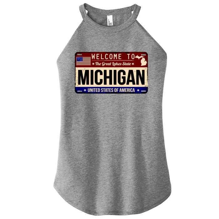 Welcome To The Great Lakes State USA License Plate Michigan Women’s Perfect Tri Rocker Tank