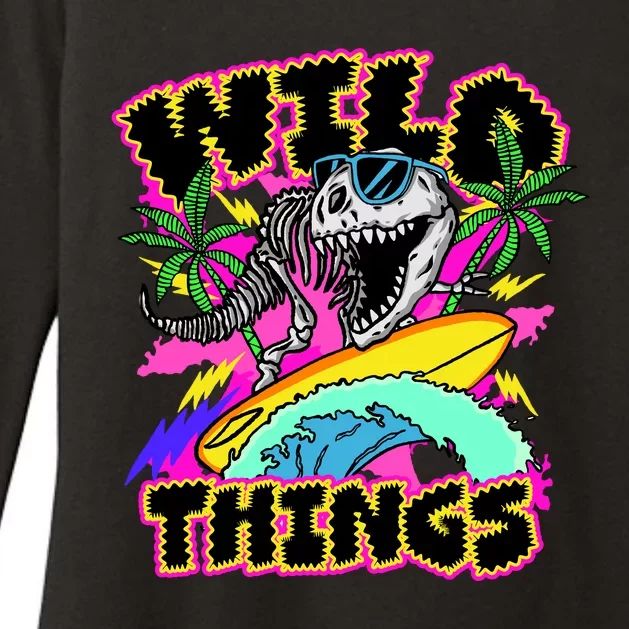 Wild Things T Rex Surfing Womens CVC Long Sleeve Shirt