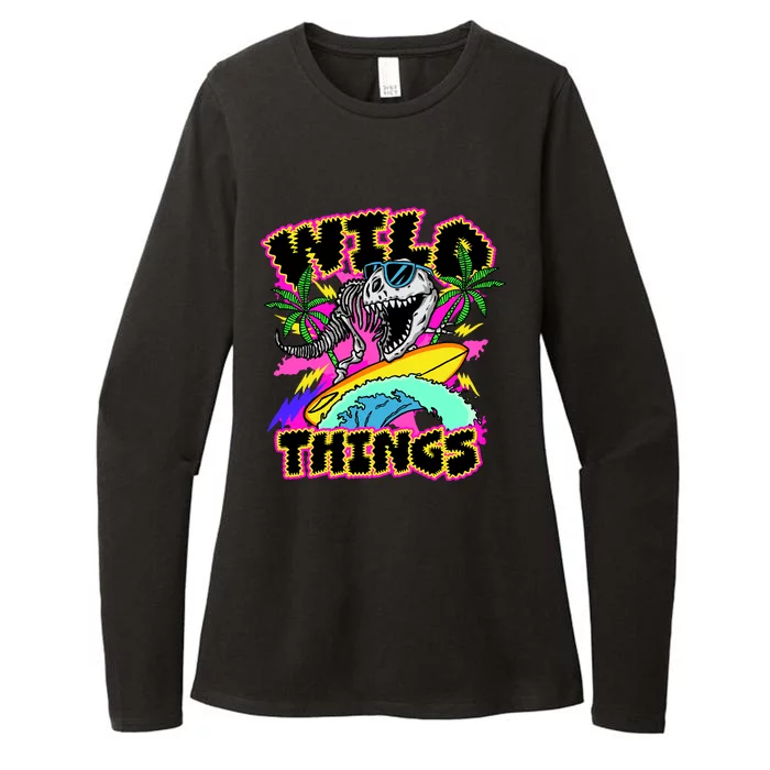 Wild Things T Rex Surfing Womens CVC Long Sleeve Shirt