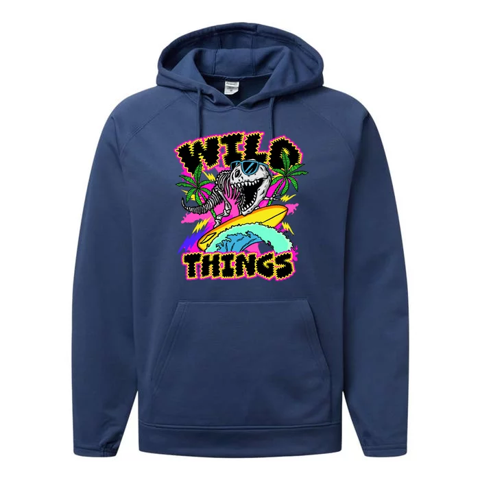 Wild Things T Rex Surfing Performance Fleece Hoodie