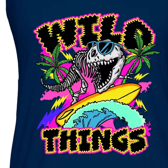 Wild Things T Rex Surfing Ladies Essential Flowy Tank