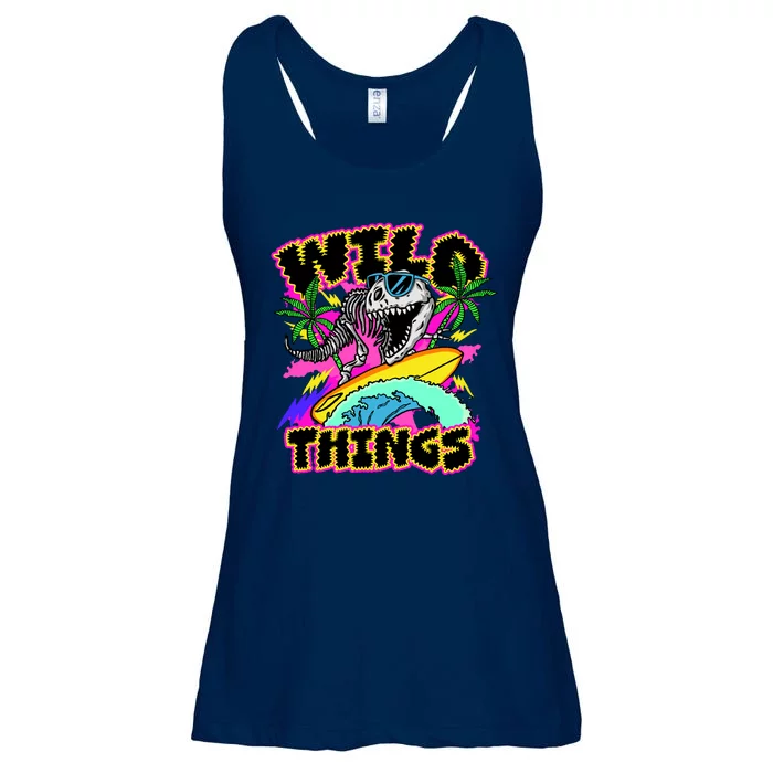 Wild Things T Rex Surfing Ladies Essential Flowy Tank