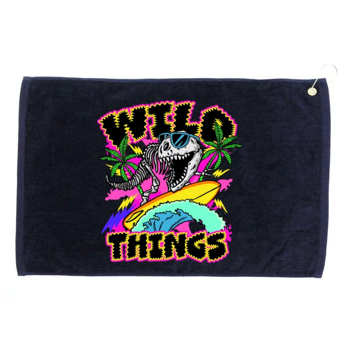 Wild Things T Rex Surfing Grommeted Golf Towel