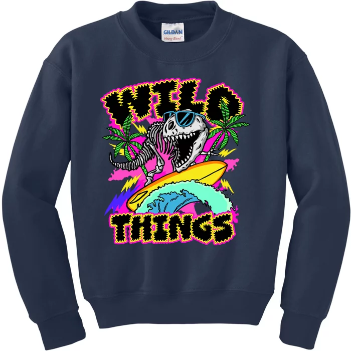 Wild Things T Rex Surfing Kids Sweatshirt