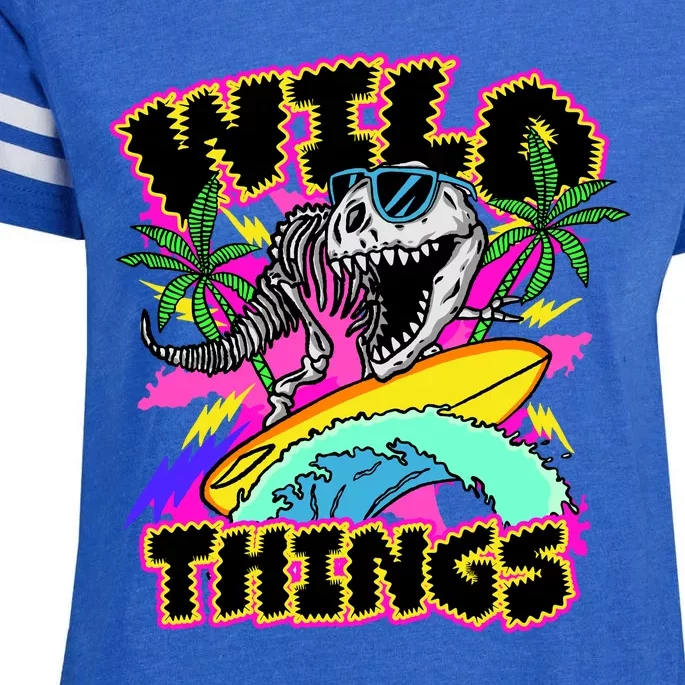 Wild Things T Rex Surfing Enza Ladies Jersey Football T-Shirt