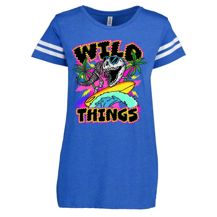 Wild Things T Rex Surfing Enza Ladies Jersey Football T-Shirt