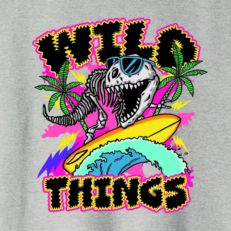 Wild Things T Rex Surfing Women's Crop Top Tee