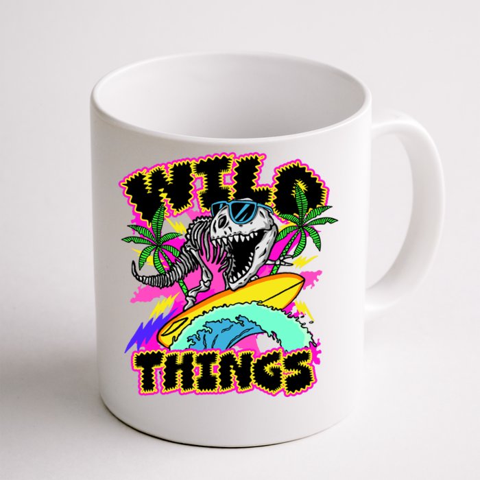 Wild Things T Rex Surfing Front & Back Coffee Mug