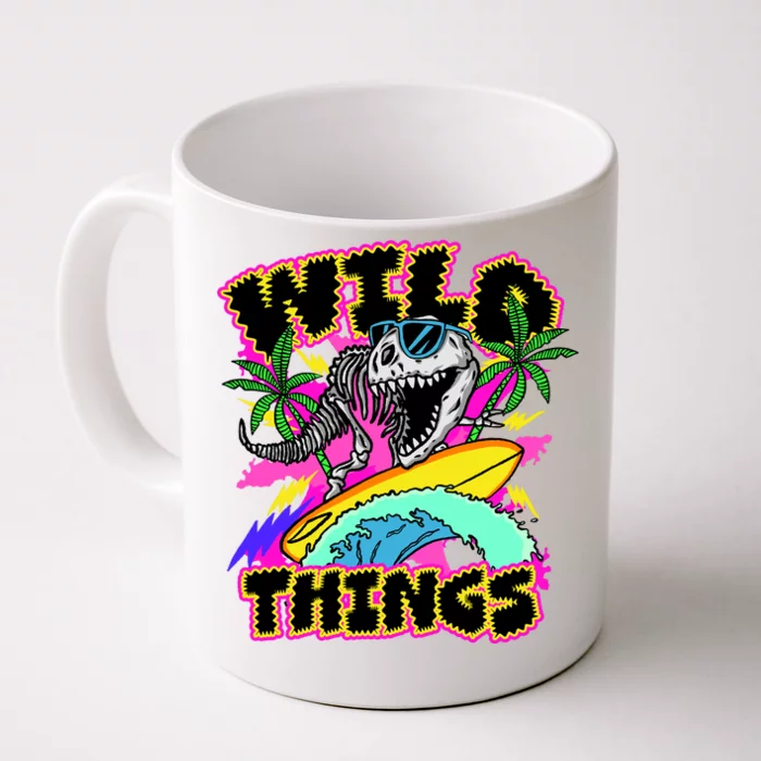 Wild Things T Rex Surfing Front & Back Coffee Mug