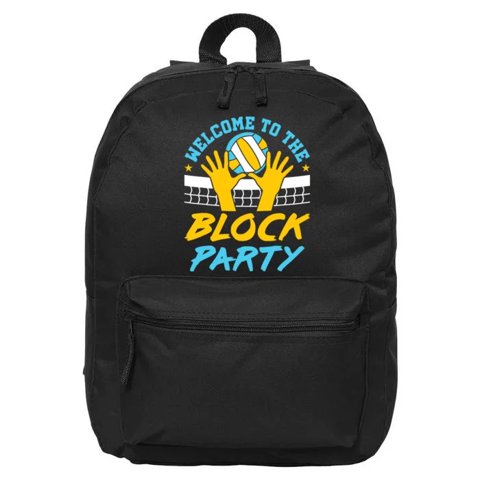 Welcome To The Block Party Volleyball 16 in Basic Backpack