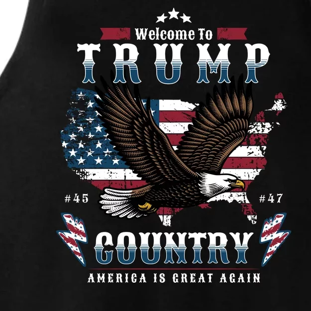 Welcome To Trump Country Usa Bald Eagle Ladies Tri-Blend Wicking Tank