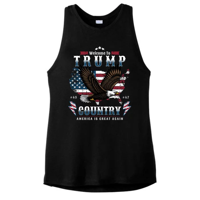 Welcome To Trump Country Usa Bald Eagle Ladies Tri-Blend Wicking Tank