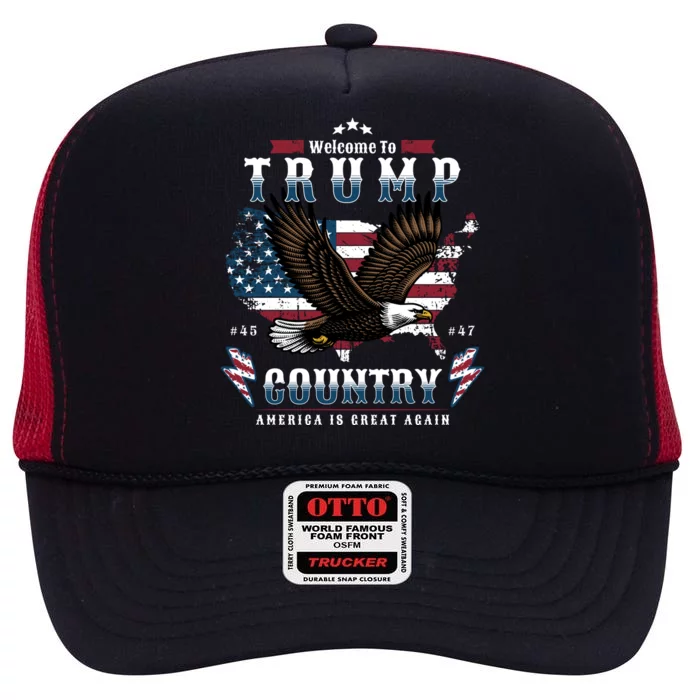 Welcome To Trump Country Usa Bald Eagle High Crown Mesh Trucker Hat