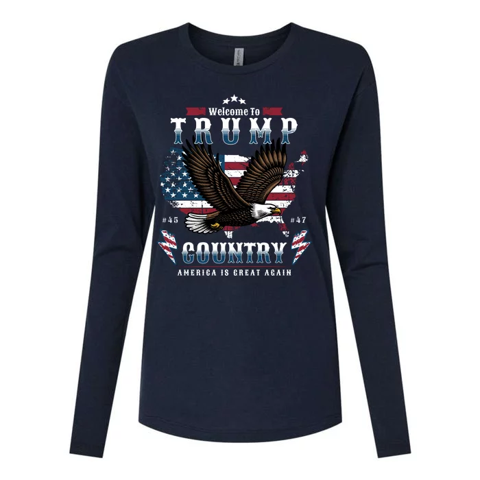 Welcome To Trump Country Usa Bald Eagle Womens Cotton Relaxed Long Sleeve T-Shirt