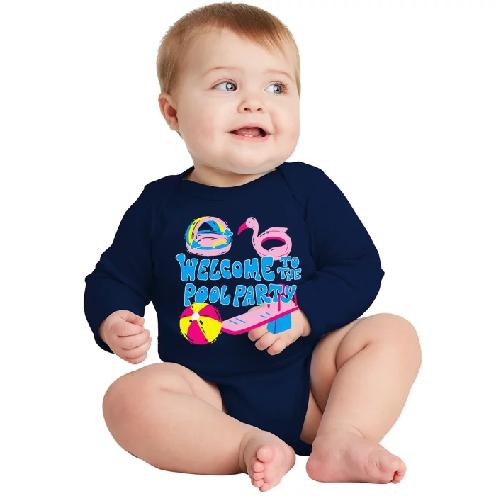 Welcome To The Pool Party Birthday Summer Family Swimming Baby Long Sleeve Bodysuit