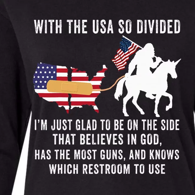 With The Usa So Divided IM Just Glad To Be On The Side Womens Cotton Relaxed Long Sleeve T-Shirt