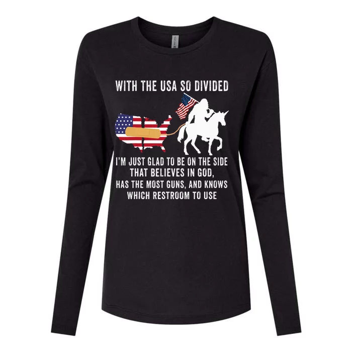 With The Usa So Divided IM Just Glad To Be On The Side Womens Cotton Relaxed Long Sleeve T-Shirt