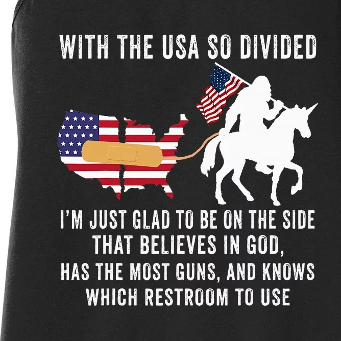 With The Usa So Divided IM Just Glad To Be On The Side Women's Racerback Tank