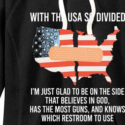 With The Usa So Divided America Flag Women's Fleece Hoodie