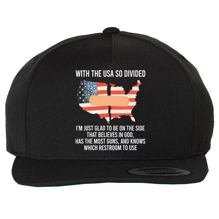 With The Usa So Divided America Flag Wool Snapback Cap