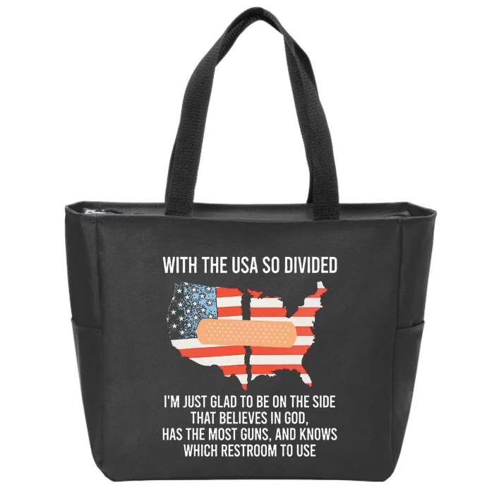 With The Usa So Divided America Flag Zip Tote Bag