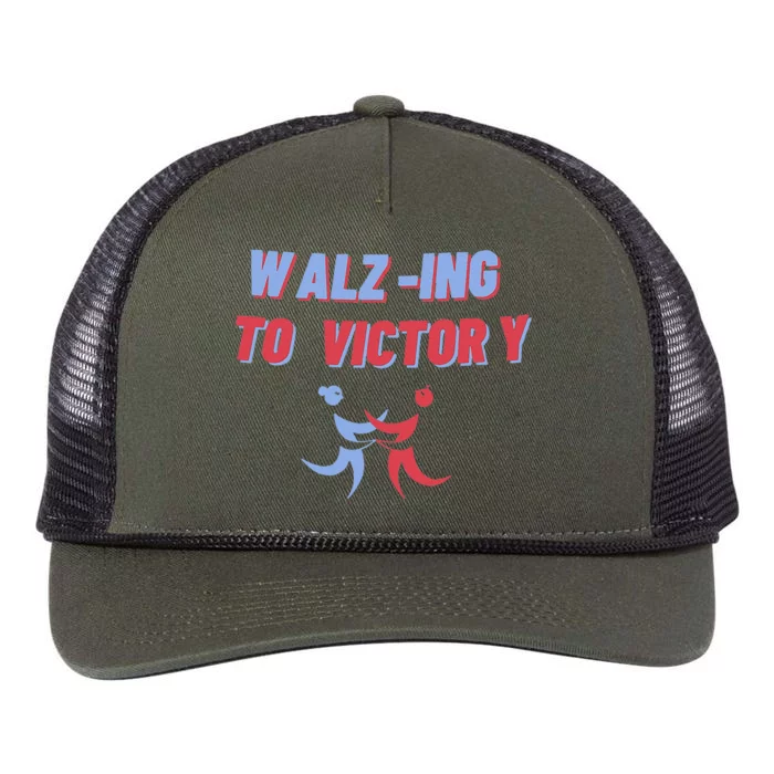 Walzing To Victory 2024 President Kamalaharris Democrat Retro Rope Trucker Hat Cap