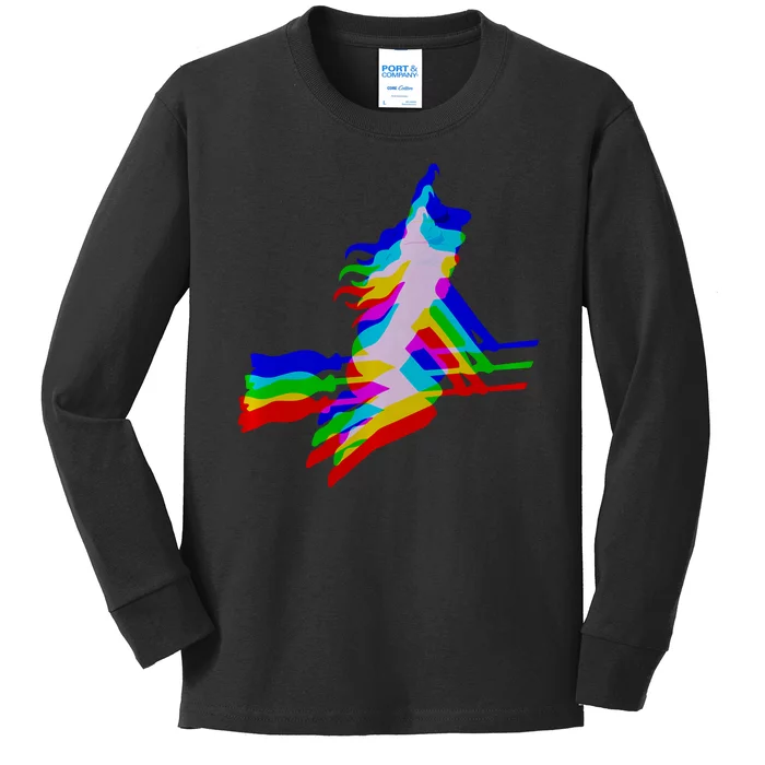 Witch Trippy Vaporwave Halloween Techno Rave Edm Music Kids Long Sleeve Shirt