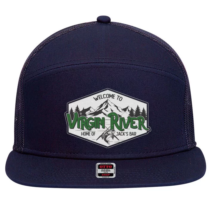 Welcome To Virgin River Home Of Jack's Bar 7 Panel Mesh Trucker Snapback Hat