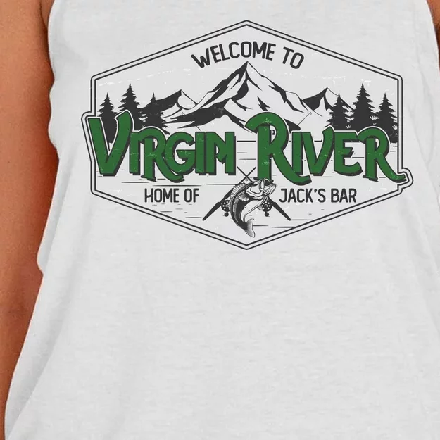 Welcome To Virgin River Home Of Jack's Bar Women's Knotted Racerback Tank