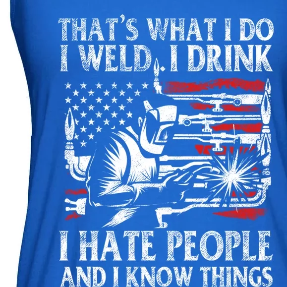 Welding Thats What I Do I Weld American Flag Proud Welder Gift Ladies Essential Flowy Tank