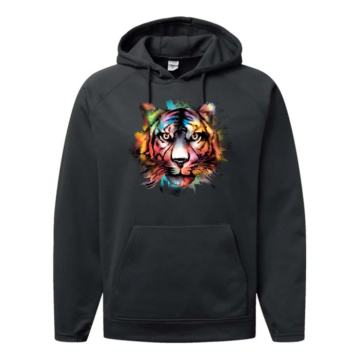 Watercolor Tiger Performance Fleece Hoodie