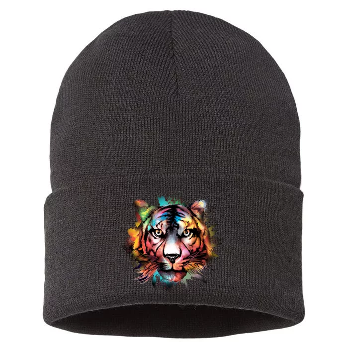 Watercolor Tiger Sustainable Knit Beanie