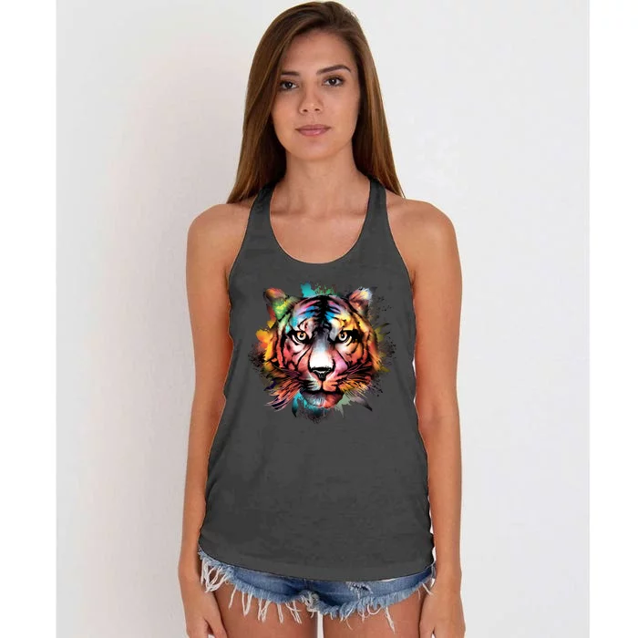 Watercolor Tiger Women's Knotted Racerback Tank