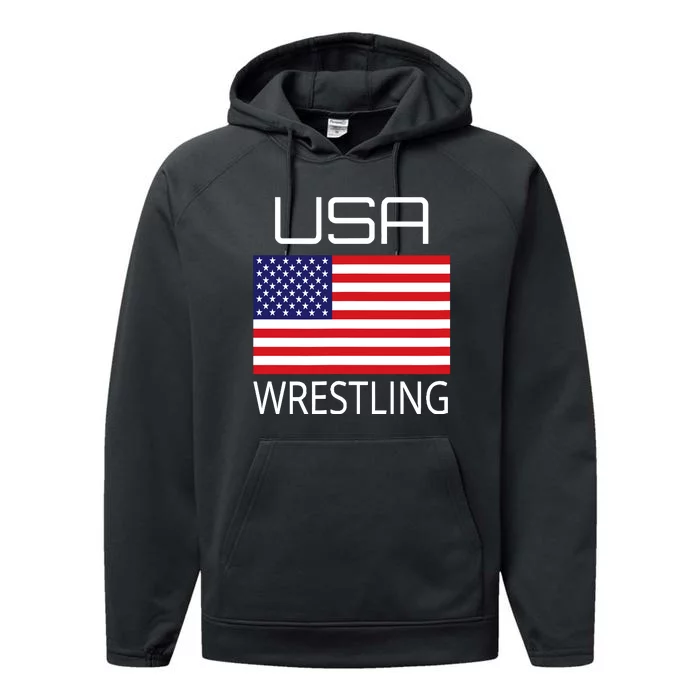 Wrestling Team Wrestle Usa American Flag Wrestler Coach Gift Performance Fleece Hoodie