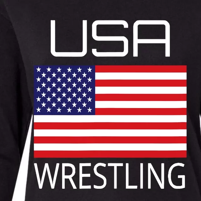 Wrestling Team Wrestle Usa American Flag Wrestler Coach Gift Womens Cotton Relaxed Long Sleeve T-Shirt