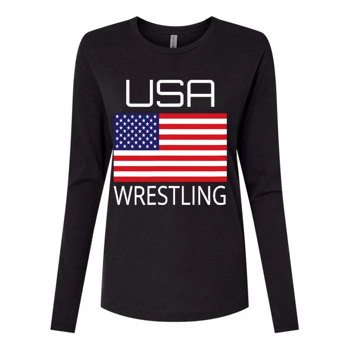 Wrestling Team Wrestle Usa American Flag Wrestler Coach Gift Womens Cotton Relaxed Long Sleeve T-Shirt