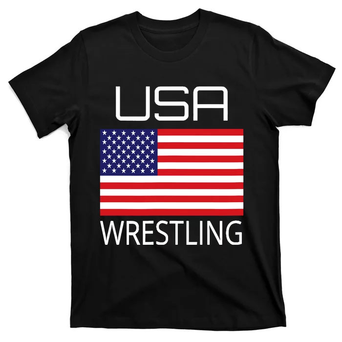 Wrestling Team Wrestle Usa American Flag Wrestler Coach Gift T-Shirt