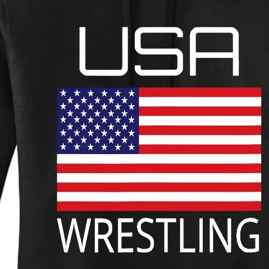 Wrestling Team Wrestle Usa American Flag Wrestler Coach Gift Women's Pullover Hoodie