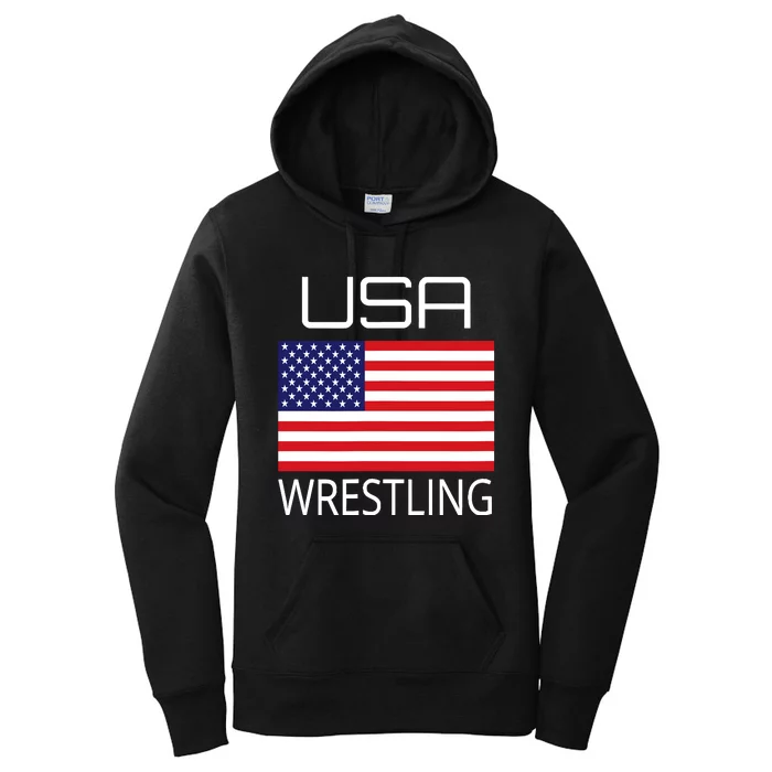 Wrestling Team Wrestle Usa American Flag Wrestler Coach Gift Women's Pullover Hoodie