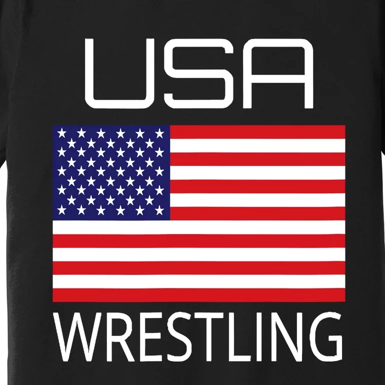 Wrestling Team Wrestle Usa American Flag Wrestler Coach Gift Premium T-Shirt