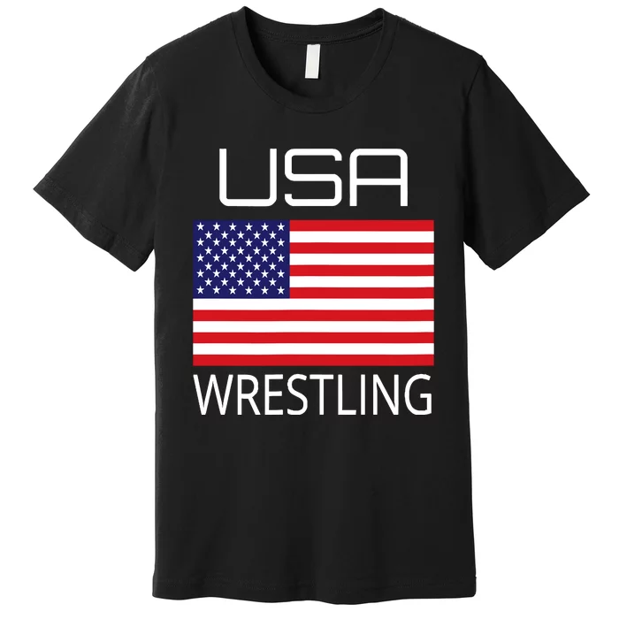 Wrestling Team Wrestle Usa American Flag Wrestler Coach Gift Premium T-Shirt