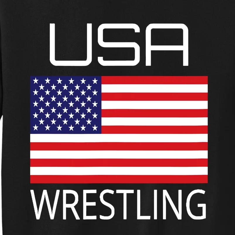 Wrestling Team Wrestle Usa American Flag Wrestler Coach Gift Tall Sweatshirt