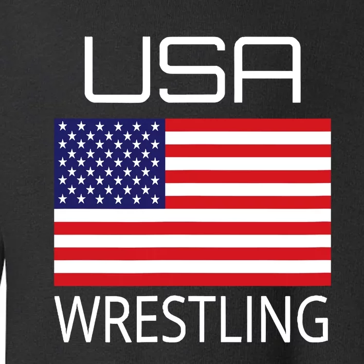 Wrestling Team Wrestle Usa American Flag Wrestler Coach Gift Toddler Sweatshirt