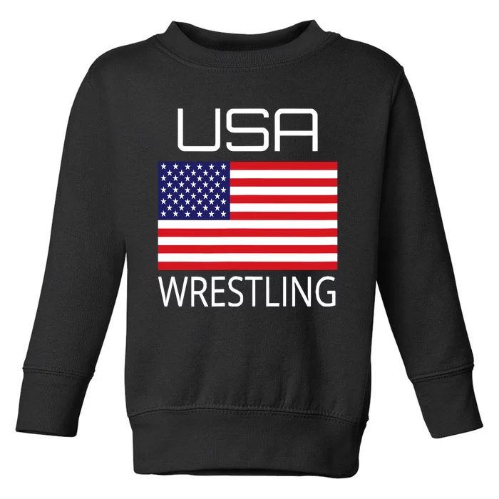 Wrestling Team Wrestle Usa American Flag Wrestler Coach Gift Toddler Sweatshirt